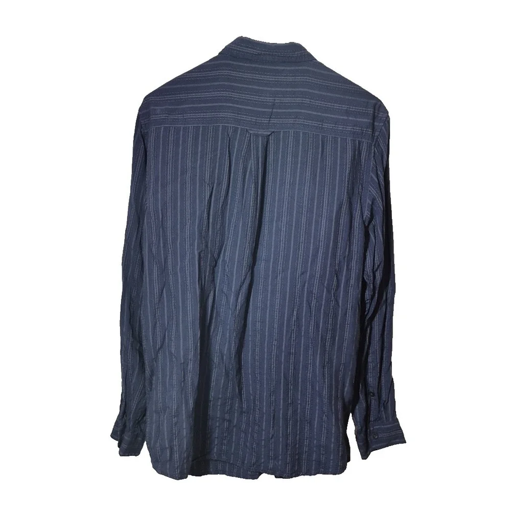 North Face Shirt Mens Large‎ Blue Button Up Long Sleeve Modal Blend Lightweight